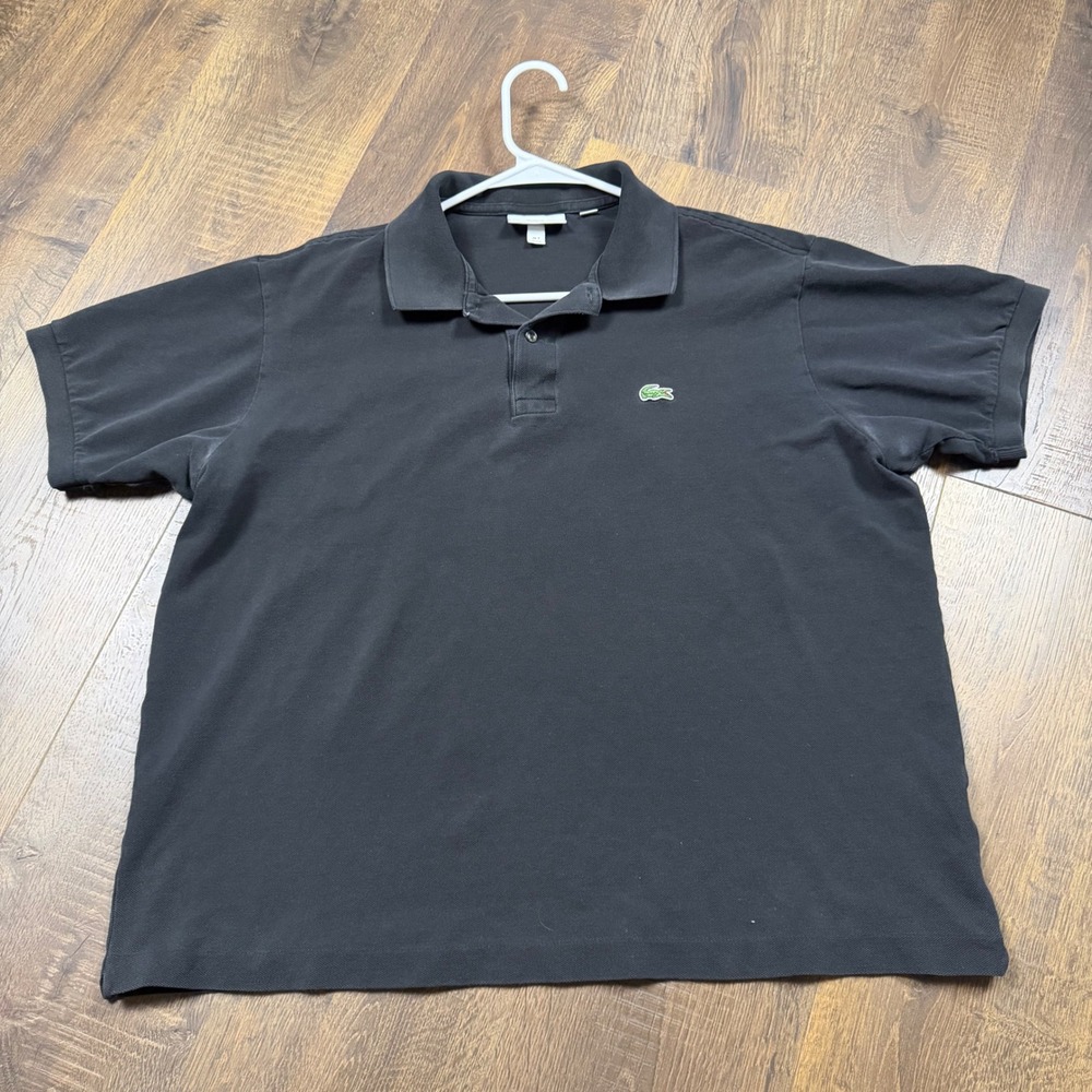 Men's Lacoste Black Polo Made in Peru Size XXL Fits XL Cropped Preppy